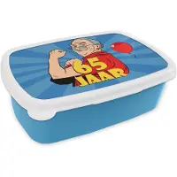 MuchoWow Broodtrommel Blauw - Lunchbox - Brooddoos - Man - 65 Jaar - Ballon - 18x12x6 cm - Kinderen - Jongen