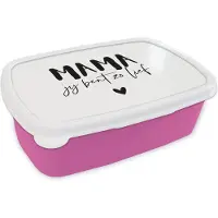 MuchoWow Broodtrommel Roze - Lunchbox Spreuken - Mama jij bent zo lief - Quotes - Moeder - Brooddoos 18x12x6 cm - Brood lunch box - Broodtrommels voor kinderen en volwassenen
