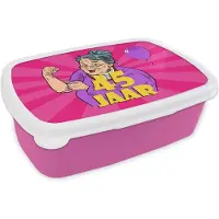 MuchoWow Broodtrommel Roze - Lunchbox - Brooddoos - Vrouw - Verjaardag - 45 Jaar - 18x12x6 cm - Kinderen - Meisje