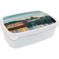 MuchoWow Broodtrommel Wit - Lunchbox - Brooddoos - Kerst - Maastricht - Water - 18x12x6 cm - Volwassenen