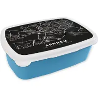 MuchoWow Broodtrommel Blauw - Lunchbox - Brooddoos - Arnhem - Zwart - Kaart - 18x12x6 cm - Kinderen - Jongen