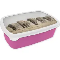 MuchoWow Broodtrommel Roze - Lunchbox - Brooddoos - Olifant - Afrikaans - Stof - 18x12x6 cm - Kinderen - Meisje