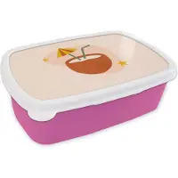 MuchoWow Broodtrommel Roze - Lunchbox - Brooddoos - Cocktail - Kokosnoot - Zomer - 18x12x6 cm - Kinderen - Meisje