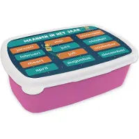 MuchoWow Broodtrommel Roze - Lunchbox - Brooddoos - Kinderkamer - Maanden - Educatief - Jongens - Meisjes - Kinderen - Kids - 18x12x6 cm - Kinderen - Meisje
