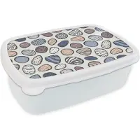 MuchoWow Broodtrommel Wit - Lunchbox - Brooddoos - Stenen - Patronen - Zen - 18x12x6 cm - Volwassenen