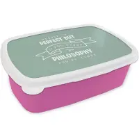 MuchoWow Broodtrommel Roze - Lunchbox - Brooddoos - Quote - Filosofie - Studeren - 18x12x6 cm - Kinderen - Meisje