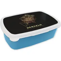 MuchoWow Broodtrommel Blauw - Lunchbox - Brooddoos - Nederland - Stadskaart - Hengelo - Kaart - Plattegrond - 18x12x6 cm - Kinderen - Jongen