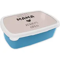 MuchoWow Broodtrommel Blauw - Lunchbox - Brooddoos - Spreuken - Mama - Quotes - Hotel mama always open - 18x12x6 cm - Kinderen - Jongen