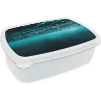 MuchoWow Broodtrommel Wit - Lunchbox - Brooddoos - Zee - Onderwater - Blauw - 18x12x6 cm - Volwassenen