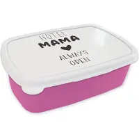 MuchoWow Broodtrommel Roze - Lunchbox - Brooddoos - Spreuken - Quotes - Mama - Hotel mama always open - 18x12x6 cm - Kinderen - Meisje