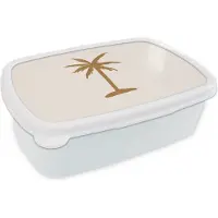 MuchoWow Broodtrommel Wit - Lunchbox - Brooddoos - Zomer - Palmboom - Geel - 18x12x6 cm - Volwassenen