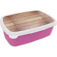 MuchoWow Broodtrommel Roze - Lunchbox - Brooddoos - Eikenhout - Planken - Patronen - 18x12x6 cm - Kinderen - Meisje