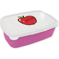 MuchoWow Broodtrommel Roze - Lunchbox - Brooddoos - New York - Appel - Rood - 18x12x6 cm - Kinderen - Meisje