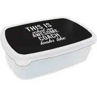 MuchoWow Broodtrommel Wit - Lunchbox - Brooddoos - Quote - Awesome - Coach - 18x12x6 cm - Volwassenen