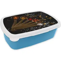 MuchoWow Broodtrommel Blauw - Lunchbox - Brooddoos - Meet lepels met kruiden - 18x12x6 cm - Kinderen - Jongen