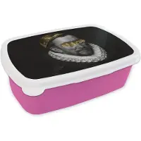 MuchoWow Broodtrommel Roze - Lunchbox - Brooddoos - Willem van Oranje - Adriaen Thomasz - Goud - 18x12x6 cm - Kinderen - Meisje