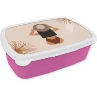MuchoWow Broodtrommel Roze - Lunchbox - Brooddoos - Zomer - Vrouw - Kleding - 18x12x6 cm - Kinderen - Meisje