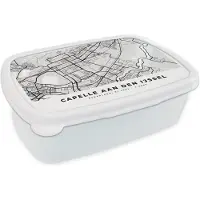 MuchoWow Broodtrommel Wit - Lunchbox - Brooddoos - Plattegrond - Capelle aan den IJssel - Nederland - 18x12x6 cm - Volwassenen