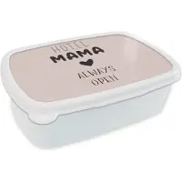 MuchoWow Broodtrommel Wit - Lunchbox - Brooddoos - Spreuken - Mama - Quotes - Hotel mama always open - 18x12x6 cm - Volwassenen
