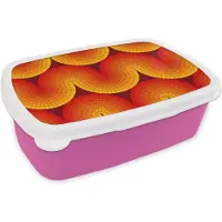 MuchoWow Broodtrommel Roze - Lunchbox Design - Retro - Rood - Abstract - Brooddoos 18x12x6 cm - Brood lunch box - Broodtrommels voor kinderen en volwassenen