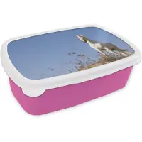 MuchoWow Broodtrommel Roze - Lunchbox - Brooddoos - Eenhoorn op heuveltop - 18x12x6 cm - Kinderen - Meisje