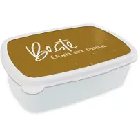MuchoWow Broodtrommel Wit - Lunchbox - Brooddoos - Quotes - 'Beste oom en tante' - Familie - Spreuken - 18x12x6 cm - Volwassenen