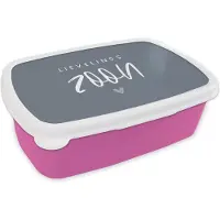 MuchoWow Broodtrommel Roze - Lunchbox - Brooddoos - Zoon - Liefde - Lievelingszoon - Familie - Quotes - Spreuken - 18x12x6 cm - Kinderen - Meisje
