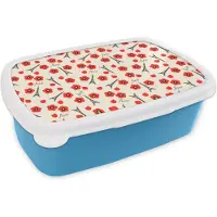 MuchoWow Broodtrommel Blauw - Lunchbox - Brooddoos - Patronen - Parijs - Eiffeltoren - Bloemen - 18x12x6 cm - Kinderen - Jongen