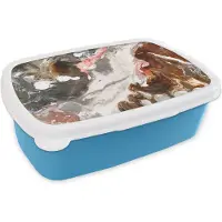 MuchoWow Broodtrommel Blauw - Lunchbox - Brooddoos - Regenboog - Graniet - Kristal - 18x12x6 cm - Kinderen - Jongen