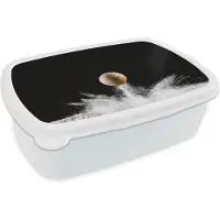 MuchoWow Broodtrommel Wit - Lunchbox - Brooddoos - Poeder spat omhoog als een basketbal erop stuit - 18x12x6 cm - Volwassenen