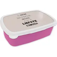 MuchoWow Broodtrommel Roze - Lunchbox - Brooddoos - Moeder - Beste moeders - Spreuken - Mama - 18x12x6 cm - Kinderen - Meisje