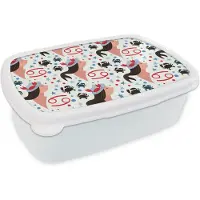 MuchoWow Broodtrommel Wit - Lunchbox - Brooddoos - Zodiac - Kreeft - Patroon - 18x12x6 cm - Volwassenen