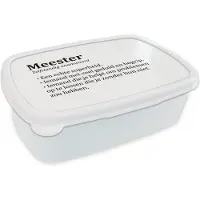 MuchoWow Broodtrommel Wit - Lunchbox - Brooddoos - Spreuken - Meester - Quotes - Woordenboek - 18x12x6 cm - Volwassenen