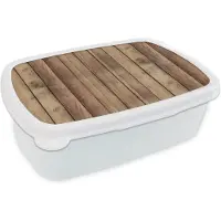 MuchoWow Broodtrommel Wit - Lunchbox - Brooddoos - Hout - Brocante - Patronen - 18x12x6 cm - Volwassenen