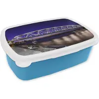 MuchoWow Broodtrommel Blauw - Lunchbox - Brooddoos - Fiets - Water - Nijmegen - 18x12x6 cm - Kinderen - Jongen