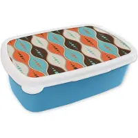 MuchoWow Broodtrommel Blauw - Lunchbox Retro - Cirkel - Design - Brooddoos 18x12x6 cm - Brood lunch box - Broodtrommels voor kinderen en volwassenen