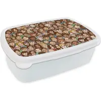 MuchoWow Broodtrommel Wit - Lunchbox - Brooddoos - Diversiteit - Patronen - Mensen - 18x12x6 cm - Volwassenen