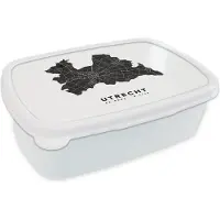 MuchoWow Broodtrommel Wit - Lunchbox - Brooddoos - Utrecht - Nederland - Wegenkaart - 18x12x6 cm - Volwassenen