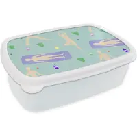 MuchoWow Broodtrommel Wit - Lunchbox - Brooddoos - Yoga - Patronen - Zen - 18x12x6 cm - Volwassenen