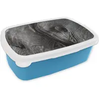 MuchoWow Broodtrommel Blauw - Lunchbox - Brooddoos - Zwart-wit close-up van een olifant - 18x12x6 cm - Kinderen - Jongen