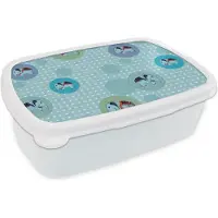 MuchoWow Broodtrommel Wit - Lunchbox - Brooddoos - Olifant - Stippen - Design - 18x12x6 cm - Volwassenen
