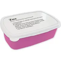 MuchoWow Broodtrommel Roze - Lunchbox - Brooddoos - Zus definitie - Woordenboek - Zus - Quotes - Spreuken - 18x12x6 cm - Kinderen - Meisje