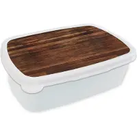 MuchoWow Broodtrommel Wit - Lunchbox - Brooddoos - Hardhout - Robuust - Patronen - 18x12x6 cm - Volwassenen