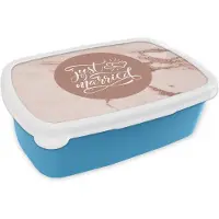 MuchoWow Broodtrommel Blauw - Lunchbox - Brooddoos - Spreuken - Just married - Trouwen - Quotes - 18x12x6 cm - Kinderen - Jongen