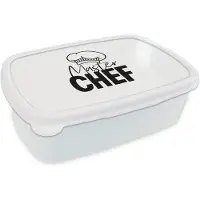 MuchoWow Broodtrommel Wit - Lunchbox - Brooddoos - Keuken - Koken - Bakken - Chef - Master Chef - Kok - Tekst - 18x12x6 cm - Volwassenen