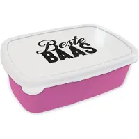 MuchoWow Broodtrommel Roze - Lunchbox - Brooddoos - Spreuken - 'Beste baas' - Baan - Quotes - 18x12x6 cm - Kinderen - Meisje