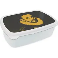 MuchoWow Broodtrommel Wit - Lunchbox - Brooddoos - Willem van Oranje - Adriaen Thomasz - Schilderij - 18x12x6 cm - Volwassenen