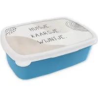 MuchoWow Broodtrommel Blauw - Lunchbox - Brooddoos - Huis - Pastel - Quote - 18x12x6 cm - Kinderen - Jongen