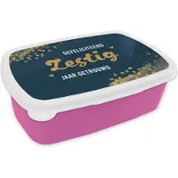 MuchoWow Broodtrommel Roze - Lunchbox - Brooddoos - Spreuken - Gefeliciteerd zestig jaar getrouwd - Goud - Quotes - Jubileum - 18x12x6 cm - Kinderen - Meisje
