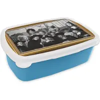 MuchoWow Broodtrommel Blauw - Lunchbox - Brooddoos - Oude Meesters - Kunst - Lijst - Goud - 18x12x6 cm - Kinderen - Jongen